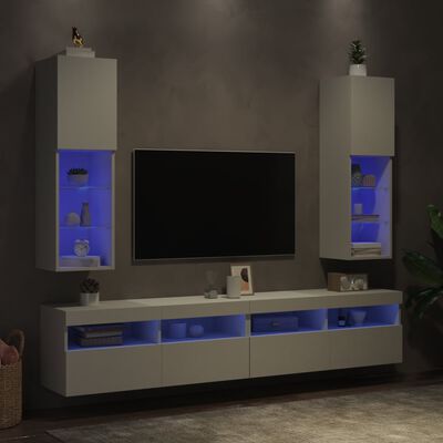 vidaXL TV-kaapit LED-valoilla 2 kpl valkoinen 30,5x30x102 cm