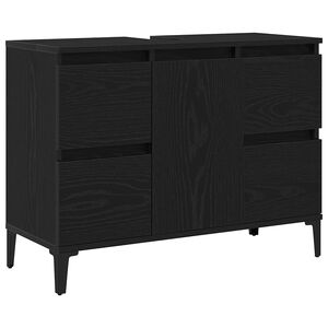 vidaXL Kylpyhuoneen allaskaappi Musta tammi. 80 x 33 x 60 cm