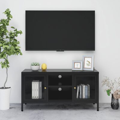 vidaXL TV-taso musta 105x35x52 cm teräs ja lasi