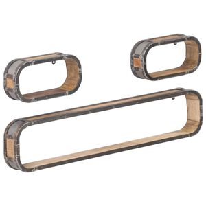 vidaXL 3-osainen Sein&auml;hyllysarja t&auml;ysi mangopuu