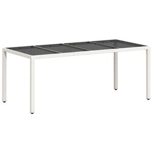 vidaXL Puutarhap&ouml;yt&auml; lasip&ouml;yt&auml;levy valkoinen 190x90x75 cm polyrottinki