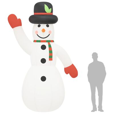 vidaXL Täytettävä lumiukko LED-valoilla 370 cm