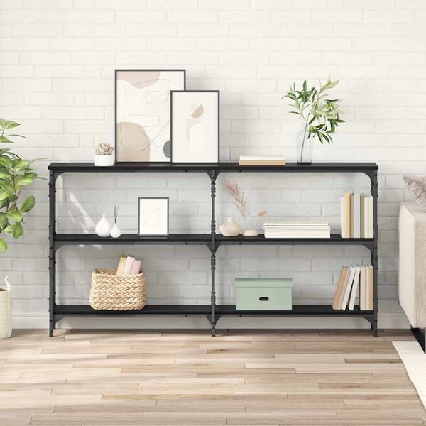 vidaXL Konsolip&ouml;yt&auml; Musta tammi. 156 x 28 x 80,5 cm Tekninen puu