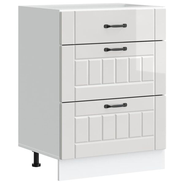 vidaXL Keitti&ouml;n p&ouml;yt&auml;kaappi "Lucca" korkeakiiltoinen valkoinen keinopuu