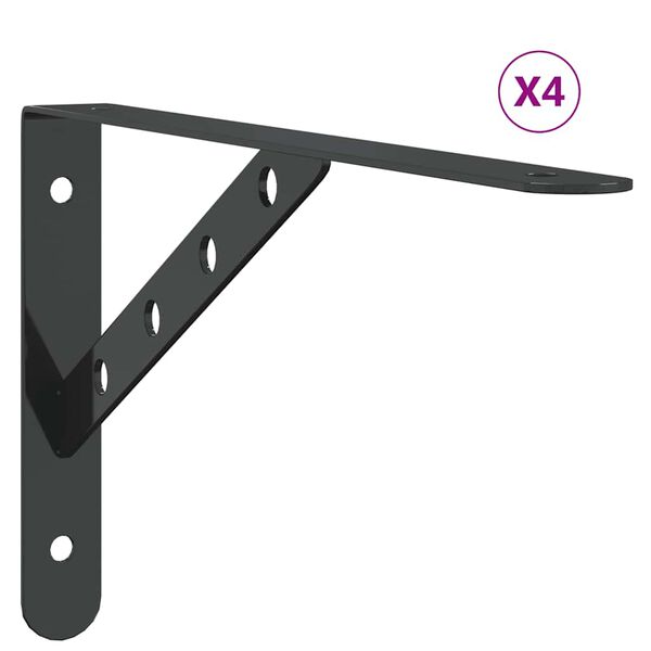 vidaXL Seinätelineet kpl 30x2,5x15,5 cm musta ruostumaton teräs