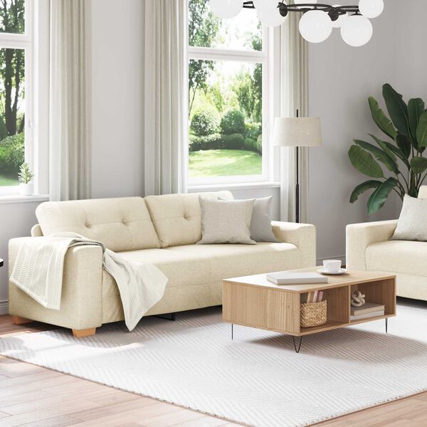 vidaXL Sohva 2 pcs Beige Pellava-sekoitekangas