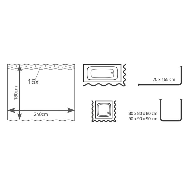 RIDDER Suihkuverho Brilliant 240x180 cm