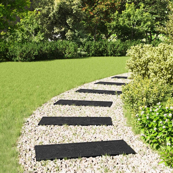 vidaXL Askelkivi 6 pcs Musta 60,5 x 25 x 2 cm Kumi