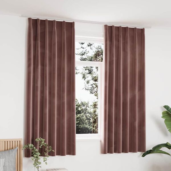 vidaXL Pimennysverhot koukuilla 2 kpl sametti pinkki 140x175 cm