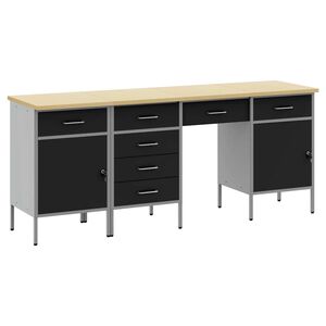 vidaXL Ty&ouml;p&ouml;yt&auml;kaappi lukkoon 4 kpl Musta Kehitetty puu ja ter&auml;s