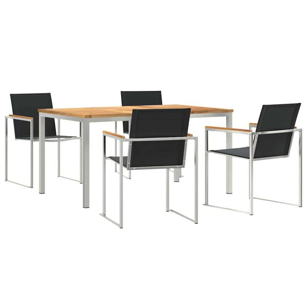 vidaXL Piharuokailu setti 5 pcs Ruskea Tiikkipuu