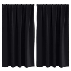 vidaXL Piment&auml;v&auml; verho renkailla 2 pcs Musta 140 x 140 cm Polyesteri