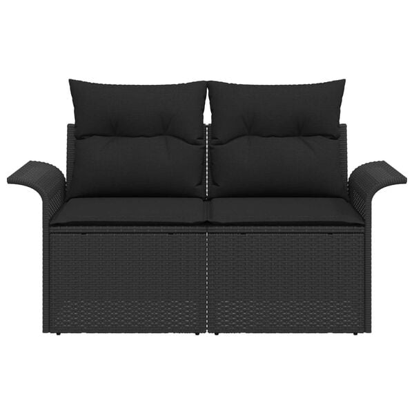 vidaXL Puutarhasohva tyynyllä Musta 141 x 62 x 69cm polyrottinki