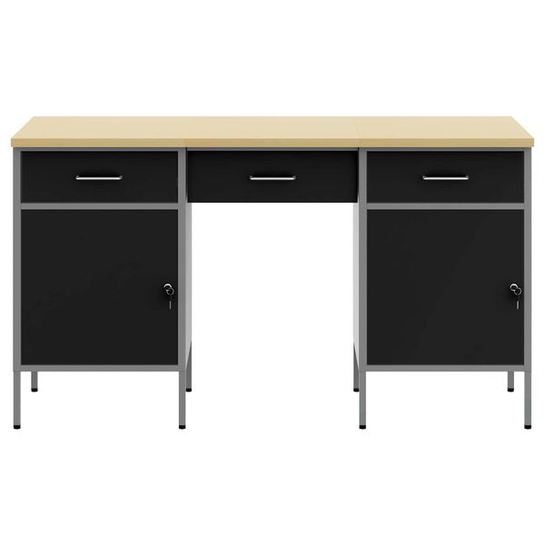 vidaXL Työpöytäkaappi laatikon kanssa 3 pcs Musta 150 x 55 x 85 cm