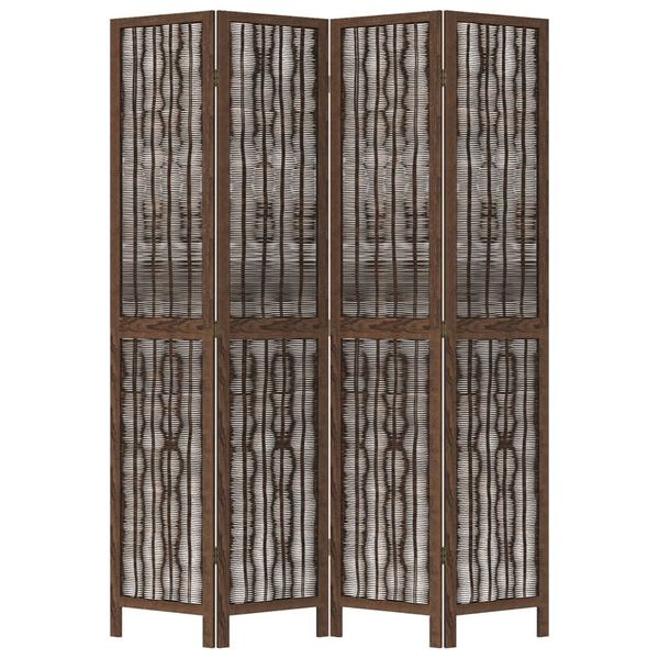 vidaXL 4-Paneelinen tilanjakaja tummanruskea täysi keisaripuu
