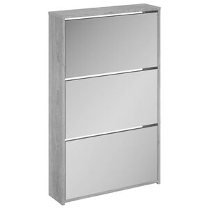 vidaXL Kenk&auml;kaappi peilill&auml; 3-kerroksinen harmaa Sonoma 63x17x102,5 cm