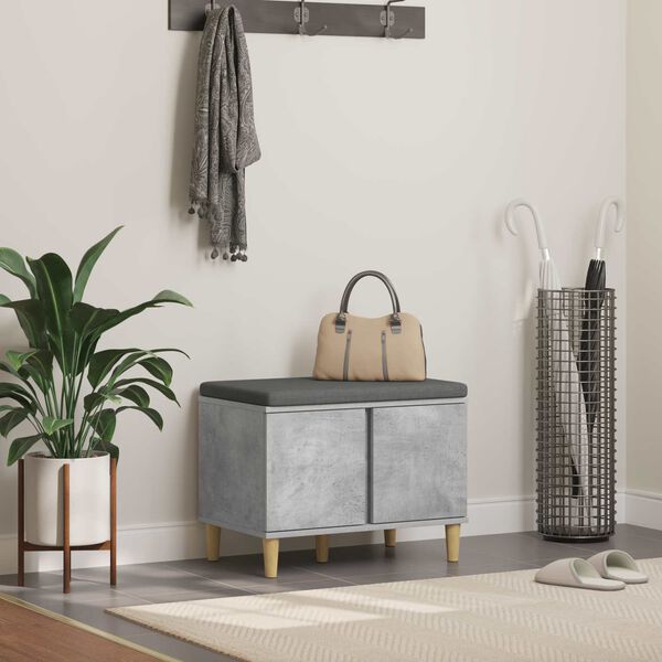 vidaXL Halli penkki tyynyll&auml; ovella Betoni Harmaa 60 x 38 x 46 cm