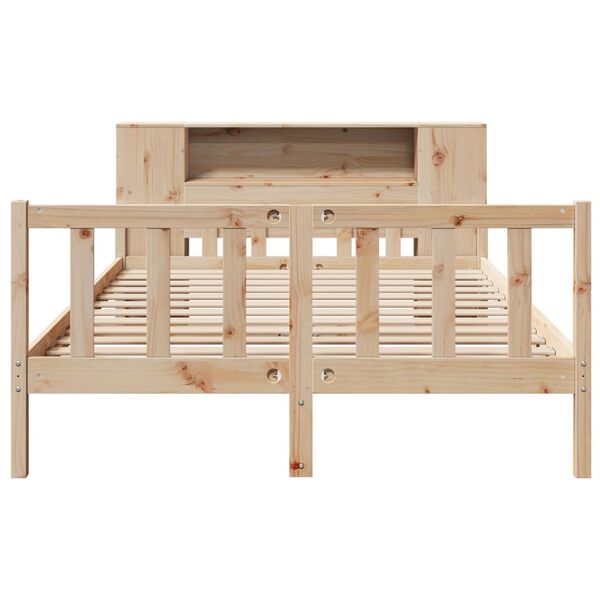 vidaXL Sänky kirjahyllyllä ilman patjaa 160x200 cm täysi mänty