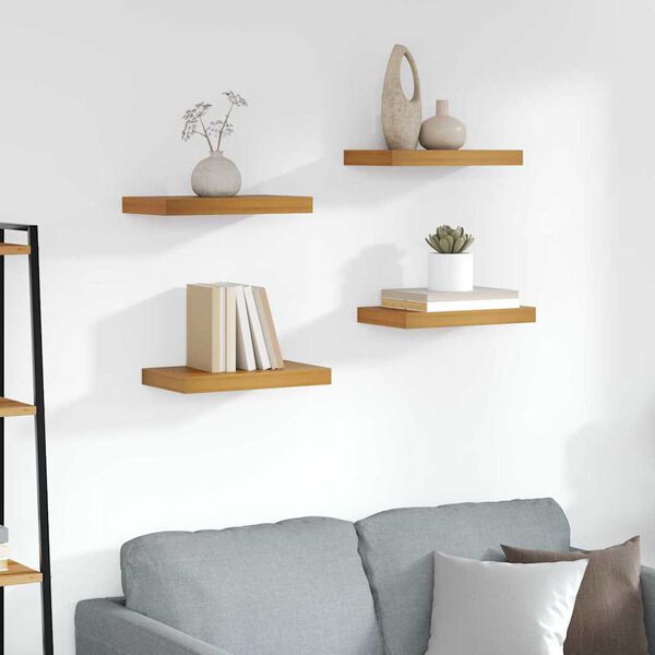 vidaXL Sein&auml;hylly 4 pcs Ruskea 40 x 23,5 x 4 cm Tekninen puu