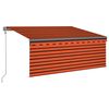 vidaXL Sis&auml;&auml;nkelattava markiisi verho/LED/tuulisens 3x2,5m oranssirusk