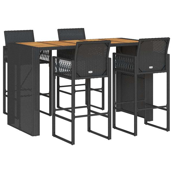 vidaXL 5-osainen puutarhabaarisarja ilman tyynyj&auml; Musta akaasia