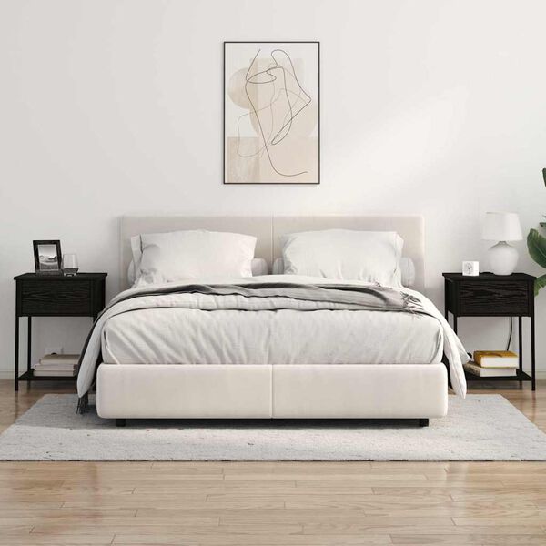 vidaXL Y&ouml;p&ouml;yt&auml;kaappi 2 pcs Musta tammi. 42 x 41 x 56 cm Tekninen puu