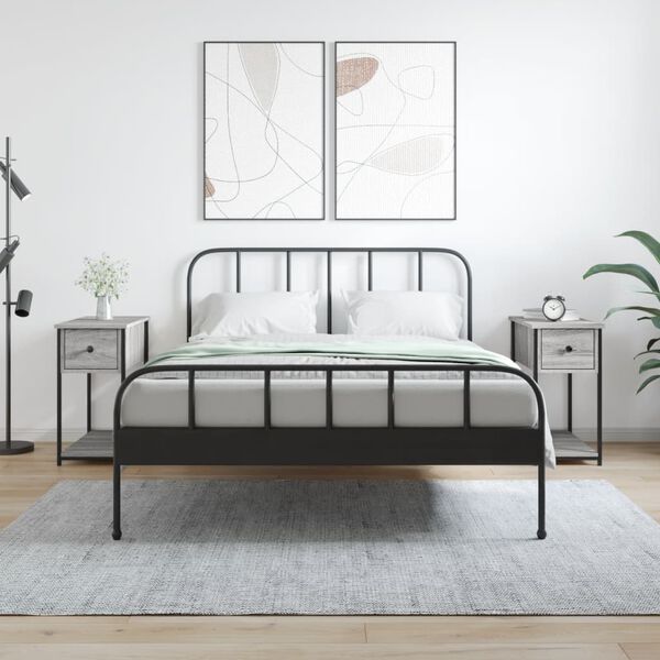 vidaXL Yöpöydät 2 kpl harmaa Sonoma 30x60x60 cm tekninen puu