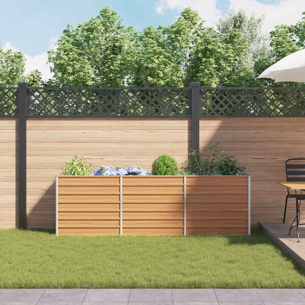 vidaXL Korotettu kukkalaatikko 240x40x77 cm galvanoitu teräs hopea