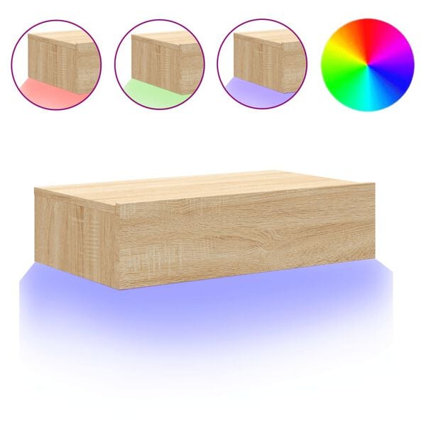 vidaXL TV-taso LED-valoilla Sonoma-tammi 60x35x15,5 cm