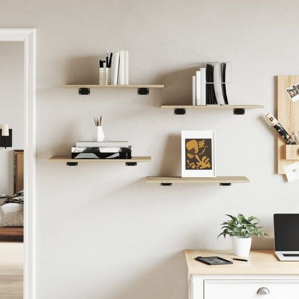 vidaXL Kirjahyllytasot 4 kpl Sonoma tammi 60x30x1,5 cm lastulevy