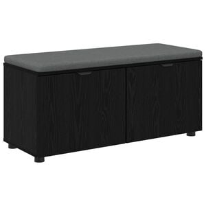 vidaXL Halli penkki tyynyll&auml; hyllyll&auml; Musta Tammi 100 x 38 x 46 cm