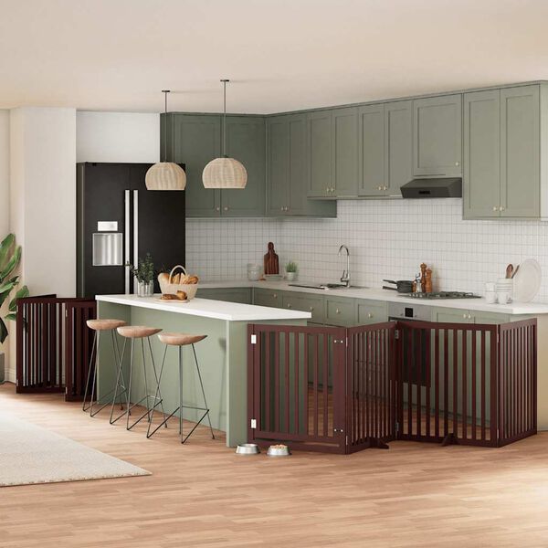 vidaXL Koiraportti kokoontaittuva 12 paneelia ruskea 960 cm poppelipuu