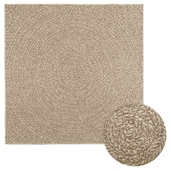 vidaXL Matto ZIZUR beige 120x120 cm juuttityyli sis&auml;- ja ulkok&auml;ytt&ouml;&ouml;n