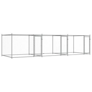 vidaXL Koiranh&auml;kki ovilla harmaa 6x2x1,5 m galvanoitu ter&auml;s
