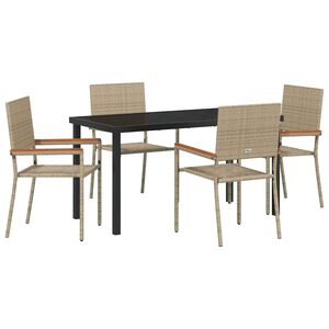 vidaXL Piharuokailu setti 5 kpl Beige polyrottinki