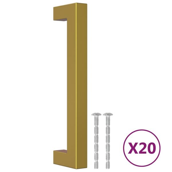 vidaXL Kaapin kahvat 20 kpl kulta 128 mm ruostumaton ter&auml;s