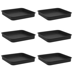 vidaXL Neli&ouml;mainen Kukka-alusta 6 pcs Musta 15 x 15 x 2 cm Muovi