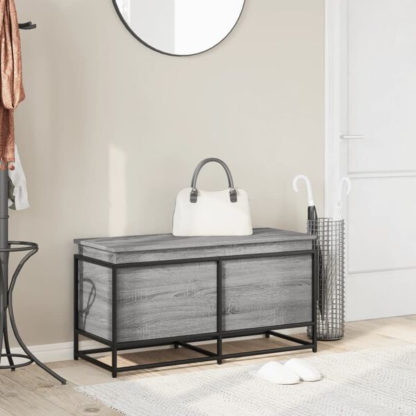 vidaXL S&auml;ilytyslaatikko kannella harmaa 100x40x51,5 cm tekninen puu