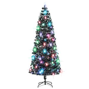 vidaXL Esivalaistu joulukuusi jalustalla ja LED 240 cm kuituoptiikka