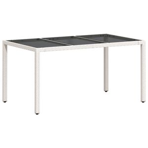 vidaXL Puutarhap&ouml;yt&auml; lasip&ouml;yt&auml;levy valkoinen 150x90x75 cm polyrottinki