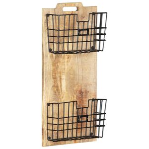 vidaXL Sein&auml;&auml;n kiinnitett&auml;v&auml; lehtiteline 33x10x67 cm t&auml;ysi mangopuu