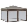 vidaXL Kokoontaittuva juhlateltta sivuseinill&auml; taupe 3x3 m