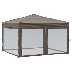 vidaXL Kokoontaittuva juhlateltta sivuseinill&auml; taupe 3x3 m