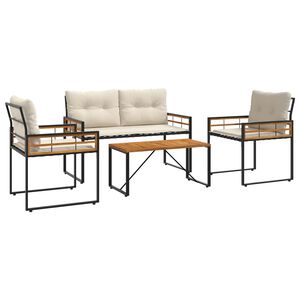 vidaXL Ulkokalusteet Setti tyynyll&auml; 4 pcs Kerma