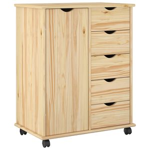 vidaXL Rullaava kaappi Ruskea 63,5 x 39 x 79 cm Massiivinen m&auml;nty