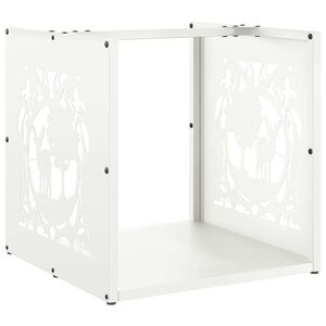 vidaXL Polttopuuteline valkoinen 40x40x40 cm kylm&auml;valssattu ter&auml;s