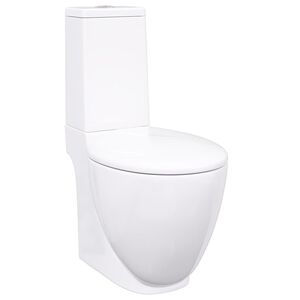 vidaXL Keraaminen WC-istuin py&ouml;re&auml; veden virtaus takaa valkoinen