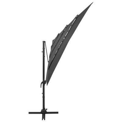 vidaXL 4-tasoinen aurinkovarjo alumiinitanko antrasiitti 250x250 cm