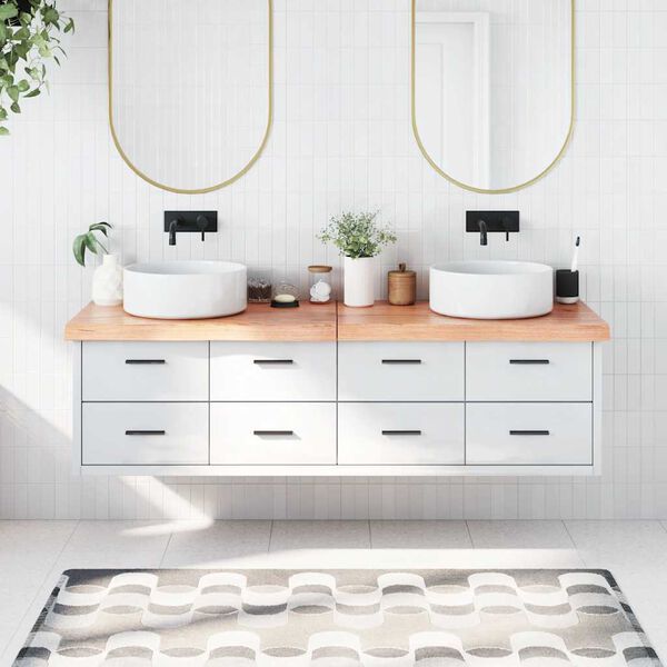 vidaXL Kylpyhuoneen työtaso v.ruskea 180x50x(2-6)cm käsitelty täyspuu