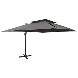 vidaXL Puutarhan aurinkovarjo kaksoisvarrella antrasiitti 400x300 cm